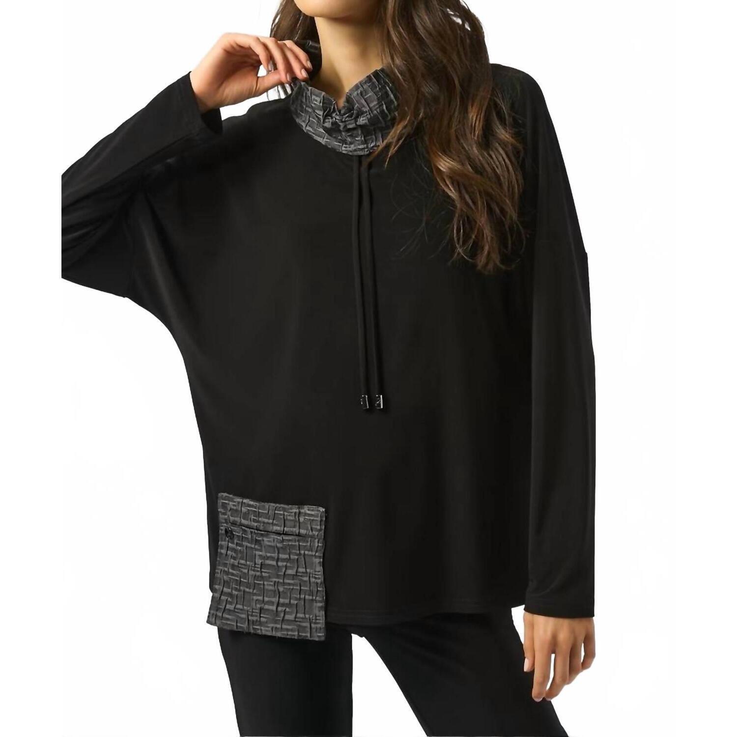 New Joseph Ribkoff Casual Mock Neck Pullover In Black/Grey